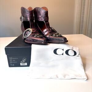 Coach Women's Cut Out Western Creeper Booties Boots Metallic Purple US Sz 7.5 B